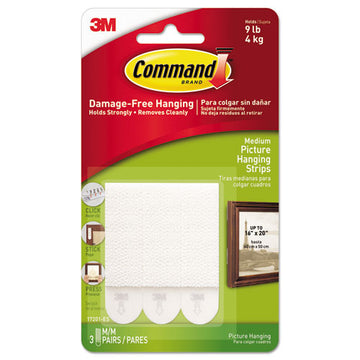Command™ Picture Hanging Strips, Removable, Holds Up To 3 Lbs Per Pair, 0.75 X 2.75, White, 3 Pairs-pack freeshipping - TVN Wholesale